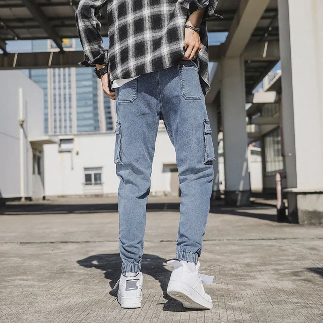 Heren Jogging Broeken Casual Denim Met Meerdere Zakken 4