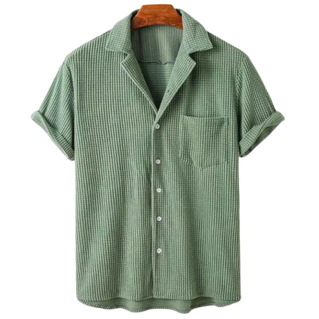 Heren Knitted Waffle Shirt Casual Katoen 0