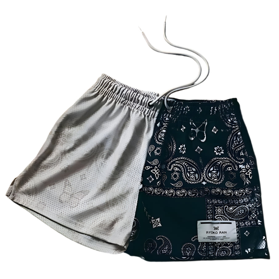 Heren Korte Broek Twee-Kleurig Paisley Stijl 0