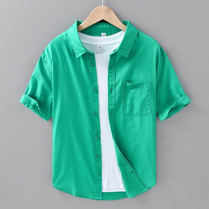 Heren Korte Mouwen Shirt van 100% Linnen 5