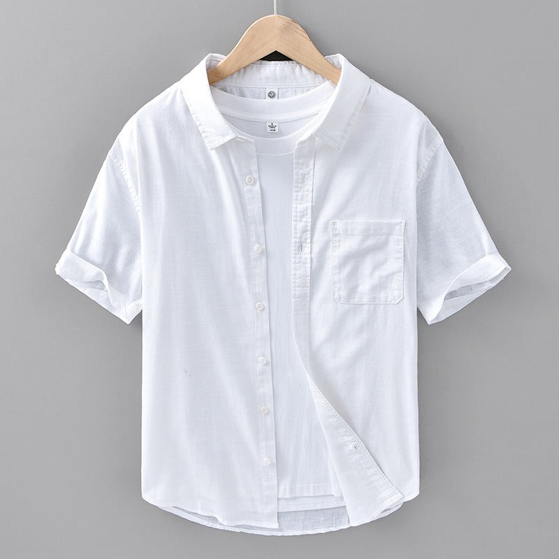 Heren Korte Mouwen Shirt van 100% Linnen 6