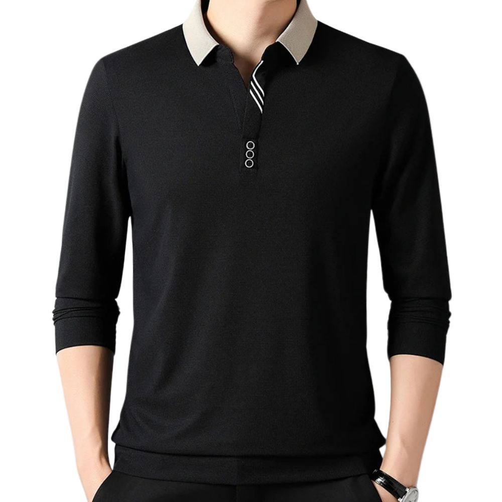Heren Langærmede Poloshirt Klassiek 1