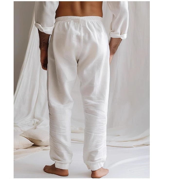 Heren Linnen Broek Relaxed Fit Ademend Met Touwtjes 1