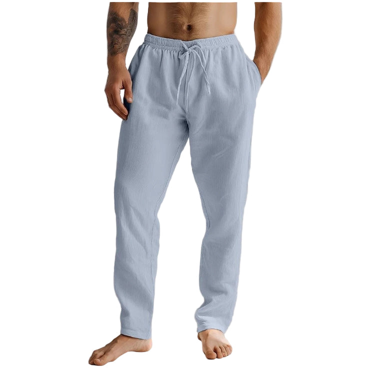 Heren Linnen Broek Relaxed Fit Ademend Met Touwtjes 2