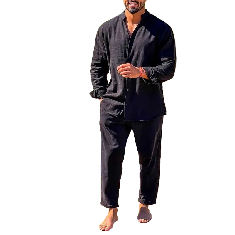 Heren Linnen Set – Relaxed Fit Shirt en Rechte Broek 1