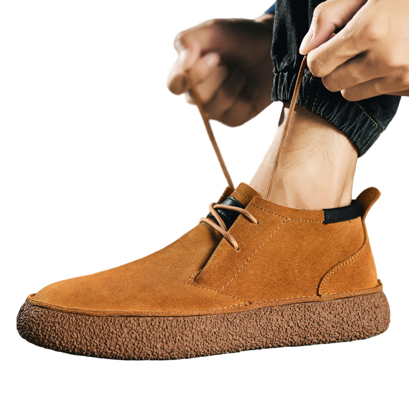 Heren Mid-Top Loafers met Textuurzool en Vetersluiting 1