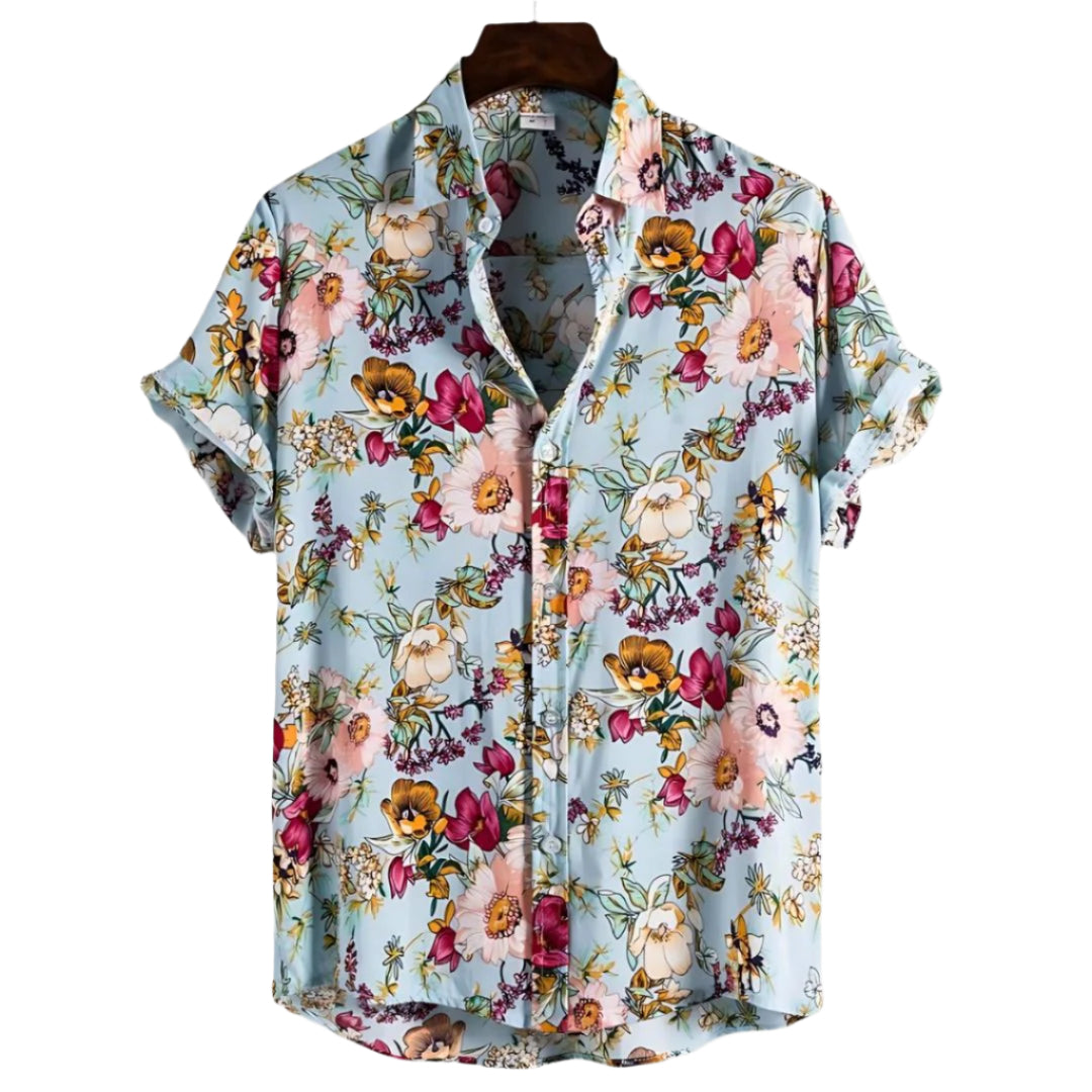 Heren Overhemd Bloemen Luchtig Katoen Casual 0