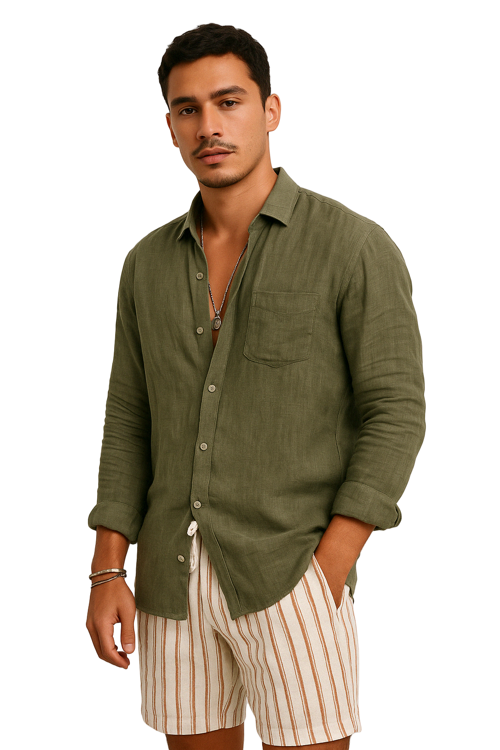 Heren Overhemd Lange Mouwen Katoen Linnen Mix Casual Stijl 1