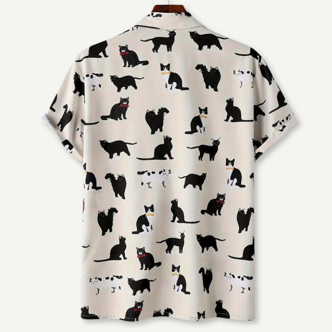 Heren Overhemd Met Kattenprint Luchtig Comfortabel 1