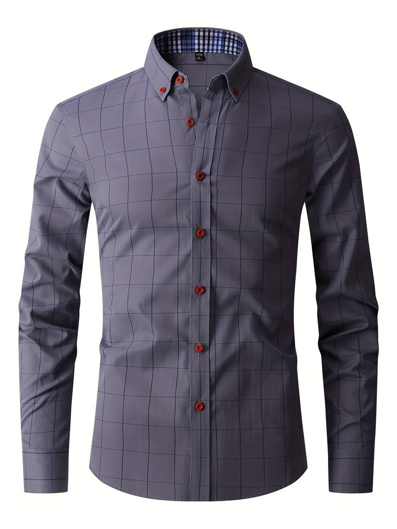 Heren Overhemd Slim Fit Katoen-Polyester Mix voor Formele en Casual Stijl 0