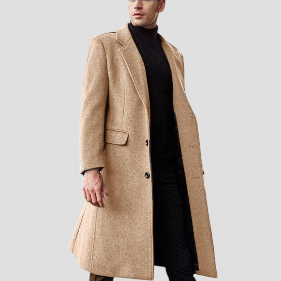 Heren Overjas Knoopsluiting Strak Silhouet 4