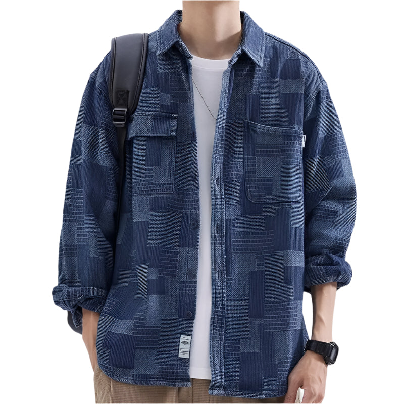 Heren Overshirt Casual Abstract Patroon Katoen 0