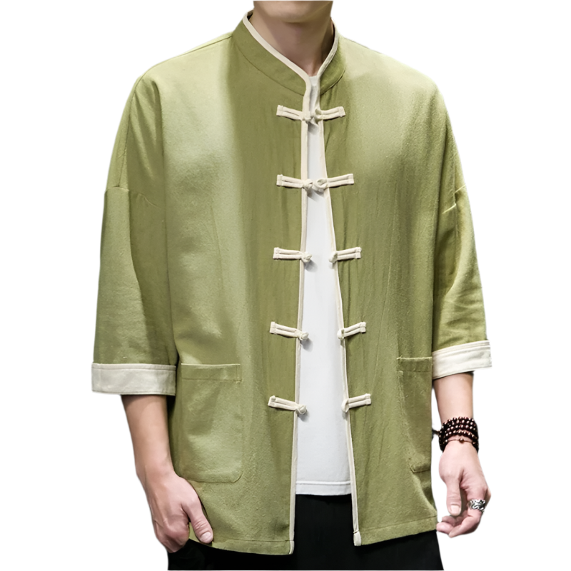 Heren Overshirt Japanse Stijl Katoen Linnen Mix 0