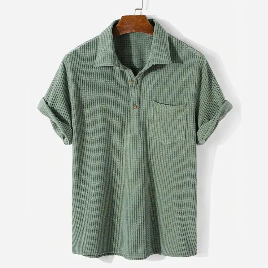 Heren Polo Relaxed Textuur Gebreid Casual Poloshirt 0