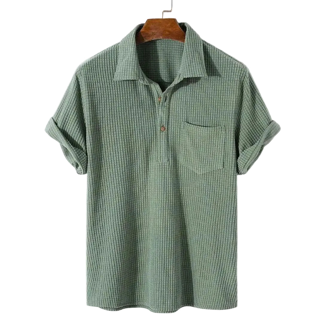 Heren Polo Relaxed Textuur Gebreid Casual Poloshirt 0