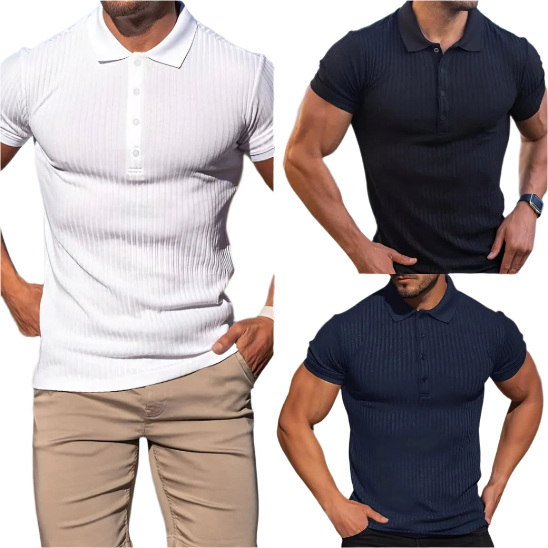 Heren Polo Shirt Ribbelontwerp Lichte Chiffon 0