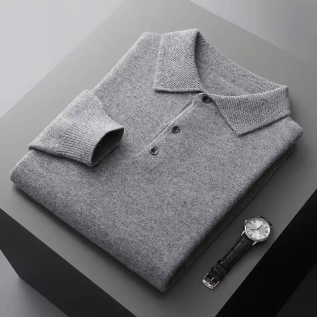 Heren Polo Trui Ronde Hals met Ribbelmouwen 6