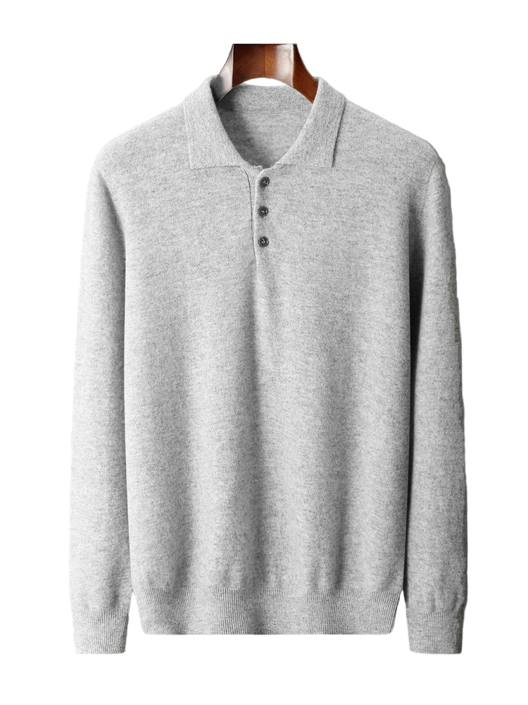 Heren Pullover Katoen Polo Kraag Merino Wol 0