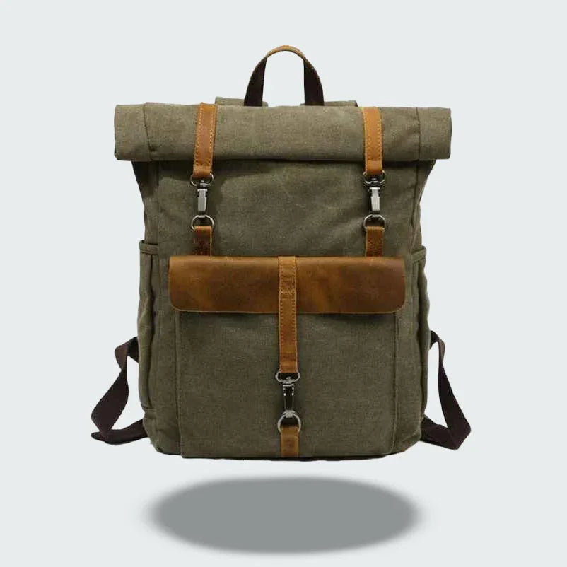Heren Rugzak Roll Top Vintage Stijl met Laptopcompartiment 3