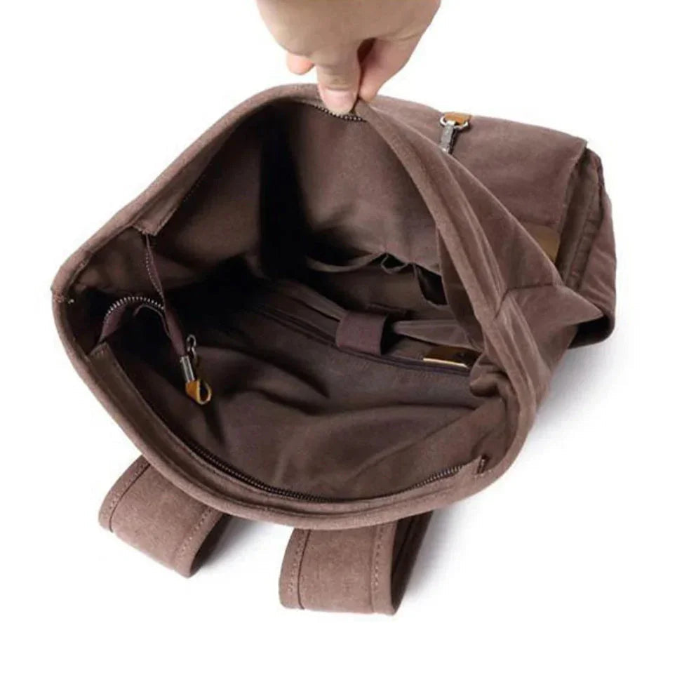 Heren Rugzak Roll Top Vintage Stijl met Laptopcompartiment 6