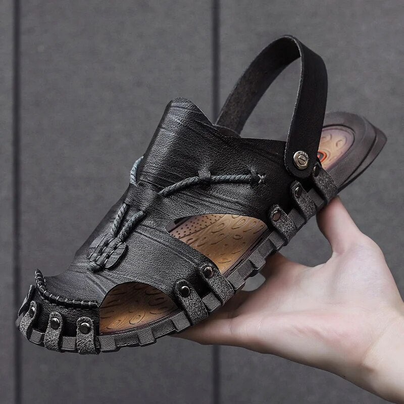 Heren Sandalen Echt Leer Tribaal Ontwerp Comfortabele Inlegzool 3