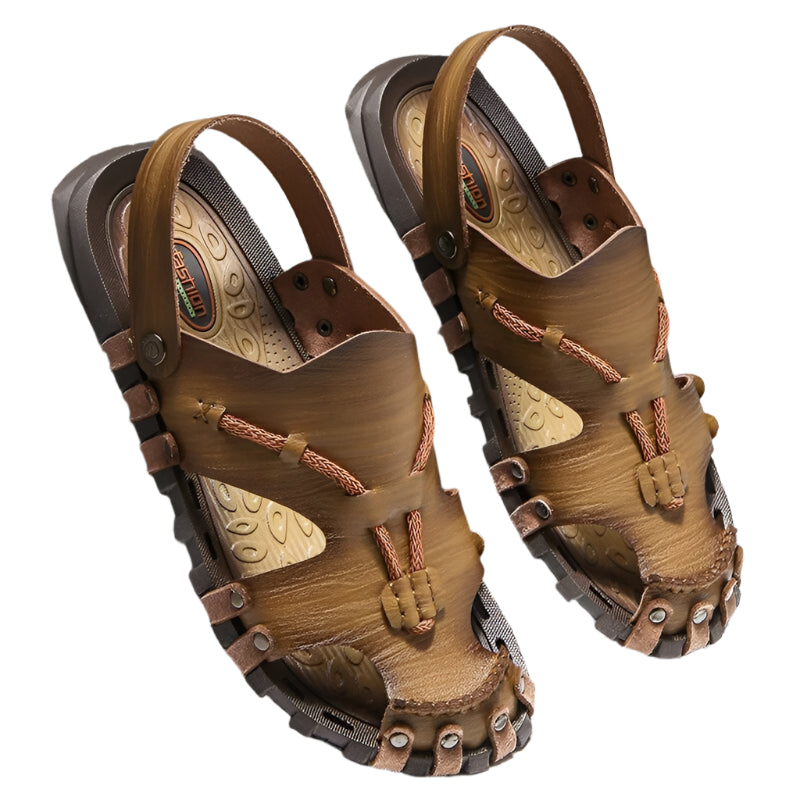 Heren Sandalen van Echt Leer met Tribale Ontwerp 0