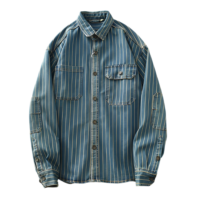 Heren Shirt Vintage Button-Up 100% Katoen 0