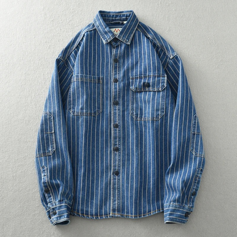 Heren Shirt Vintage Button-Up 100% Katoen Retro Style 1