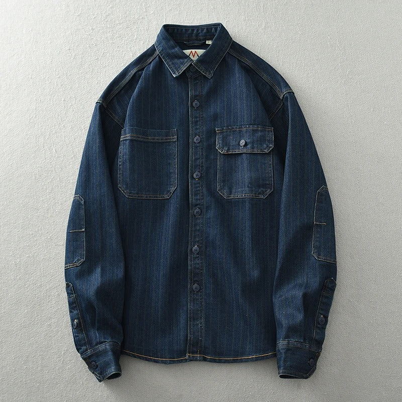 Heren Shirt Vintage Button-Up 100% Katoen Retro Style 2