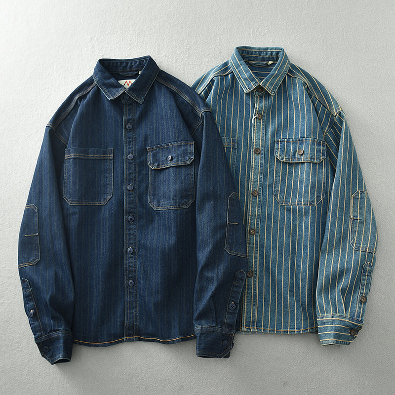 Heren Shirt Vintage Button-Up 100% Katoen Retro Style 4