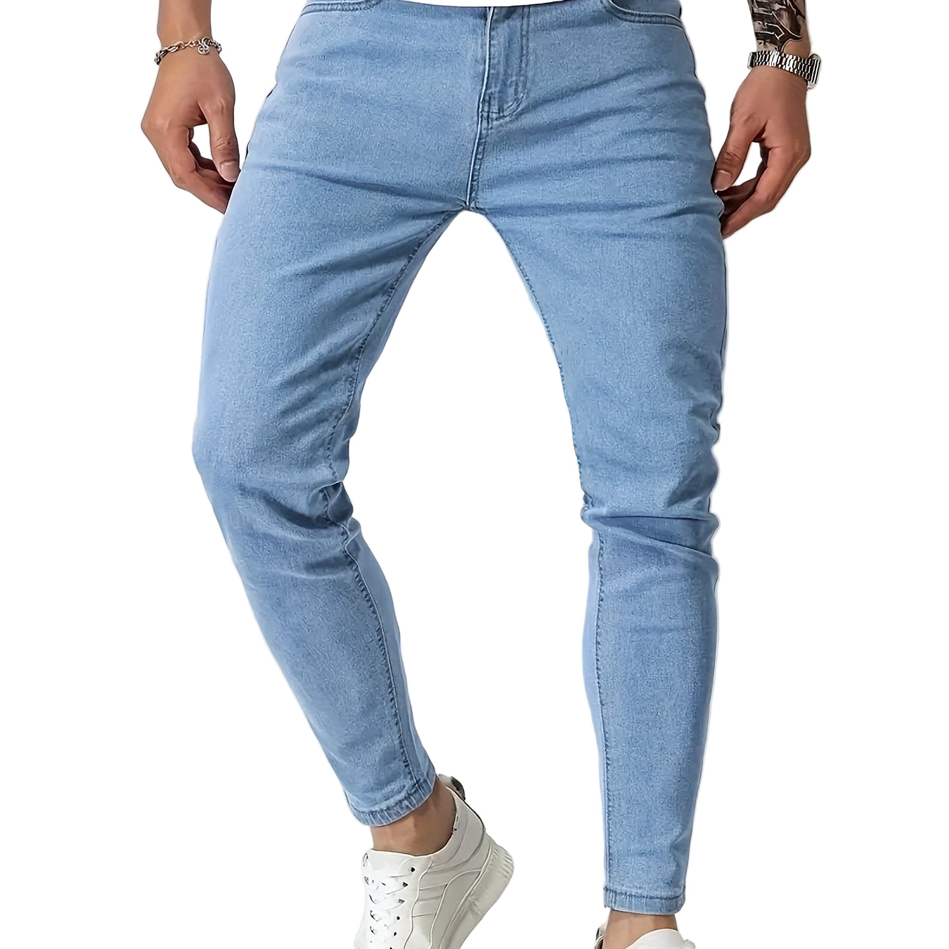 Heren Slanke Pasvorm Jeans Met Taps Toelopende Benen 0