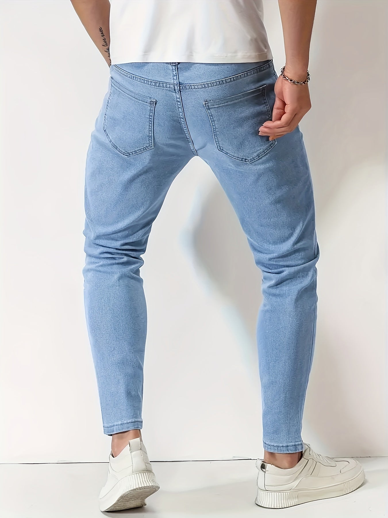 Heren Slanke Pasvorm Jeans Met Taps Toelopende Benen 3