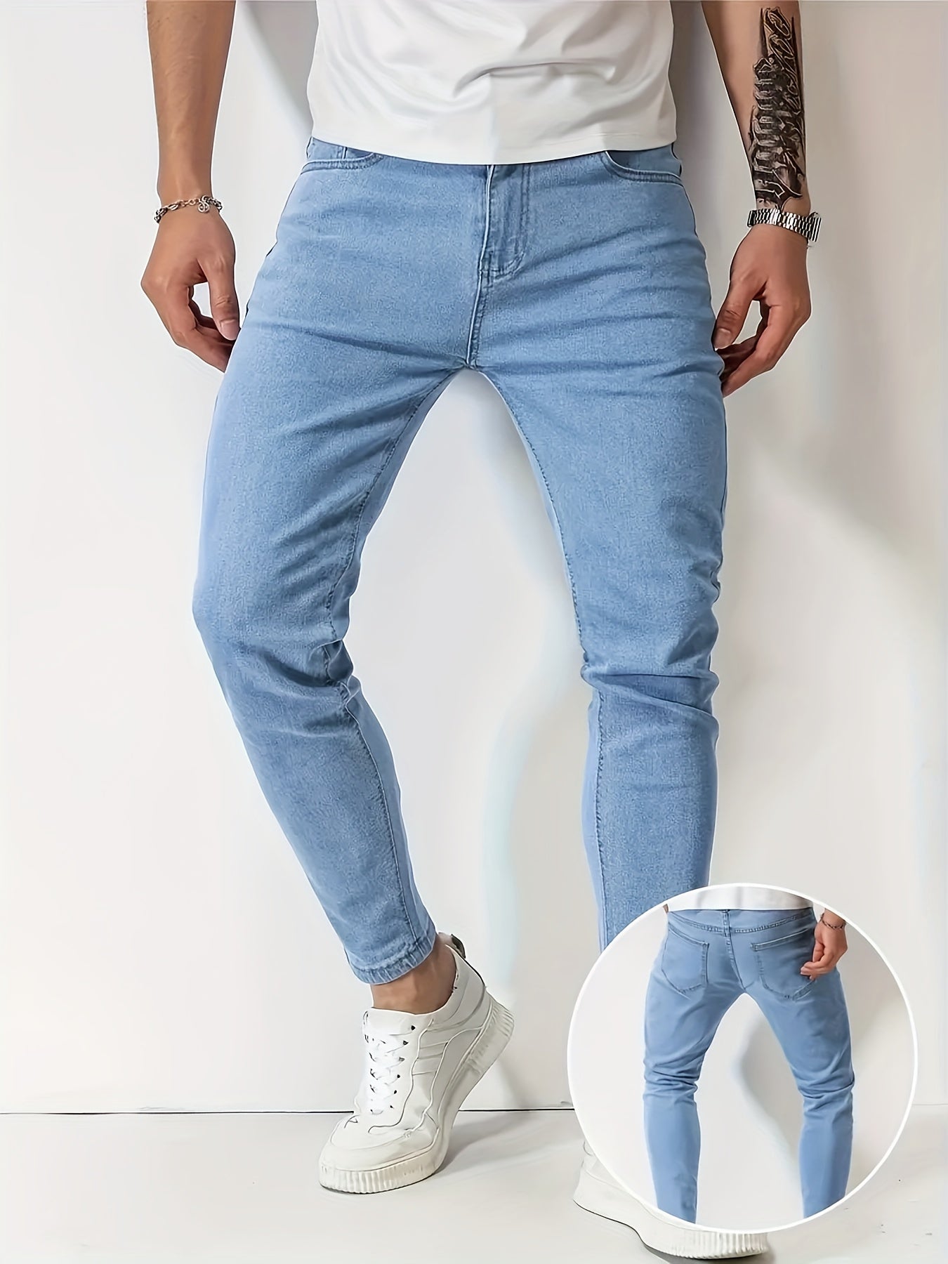 Heren Slanke Pasvorm Jeans Met Taps Toelopende Benen 6