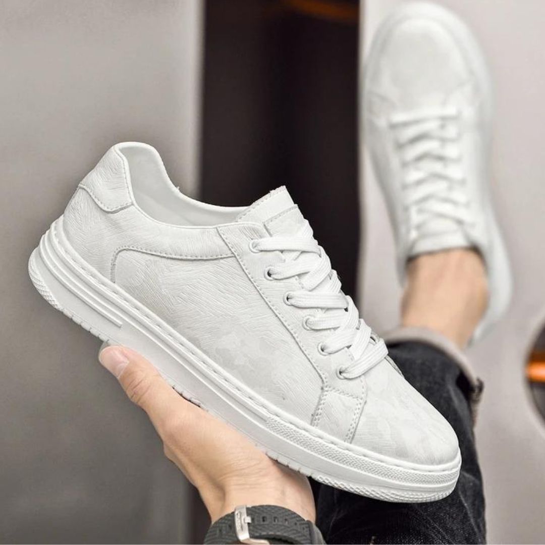 Heren Sneakers Camouflage Leer Minimalistisch Gevoerd 1