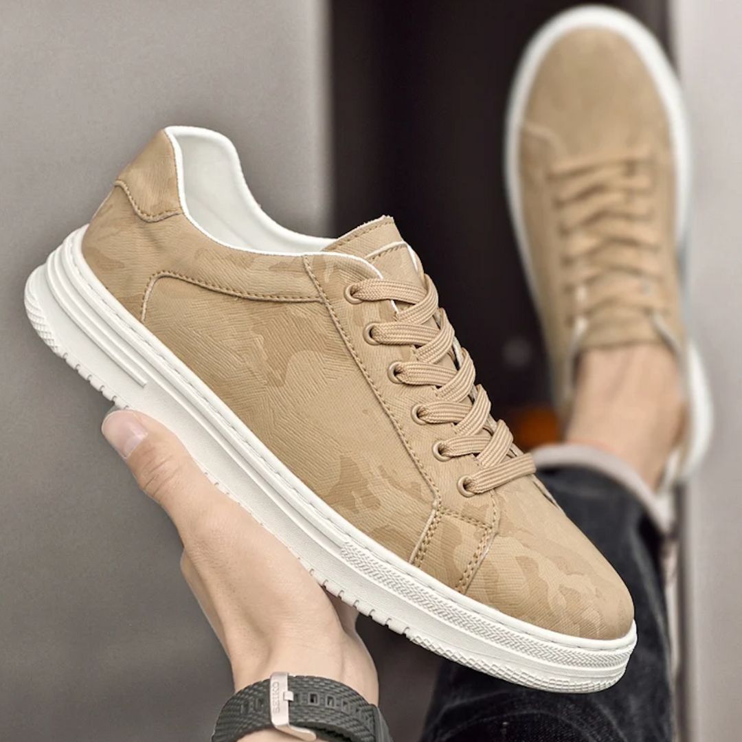 Heren Sneakers Camouflage Leer Minimalistisch Gevoerd 2