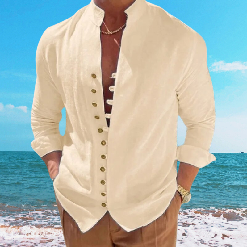 Heren Strandshirt Katoen en Linnen Mix 2