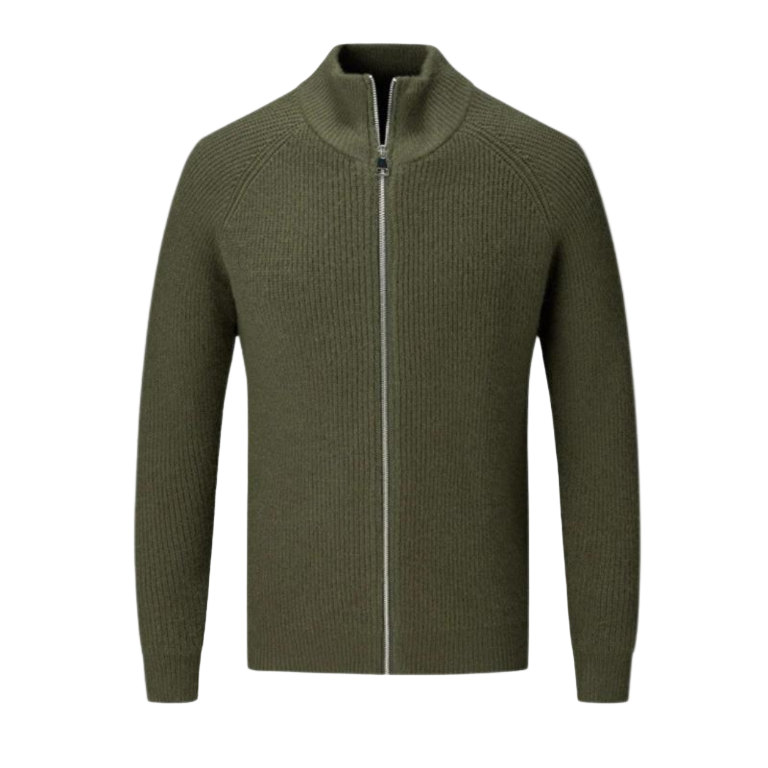 Heren Sweater Met Volledige Ritssluiting En Opstaande Kraag 0
