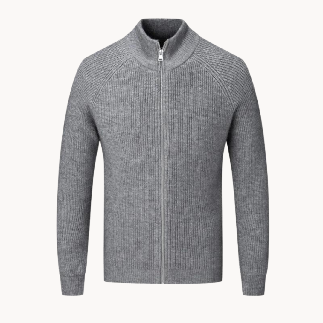 Heren Sweater Met Volledige Ritssluiting En Opstaande Kraag 1