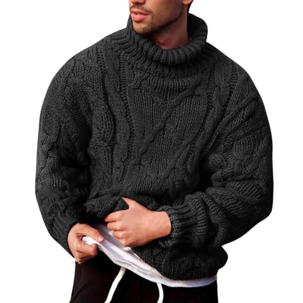 Heren Sweater met Rullekragen en Kabelstrik 0
