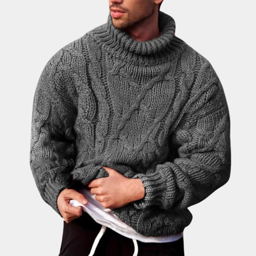 Heren Sweater met Rullekragen en Kabelstrik 1