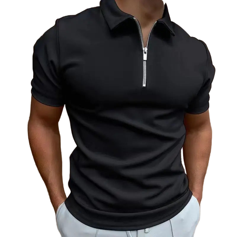 Heren T-Shirt Korte Mouw met Halve Rits voor Sport en Casual Gebruik 0