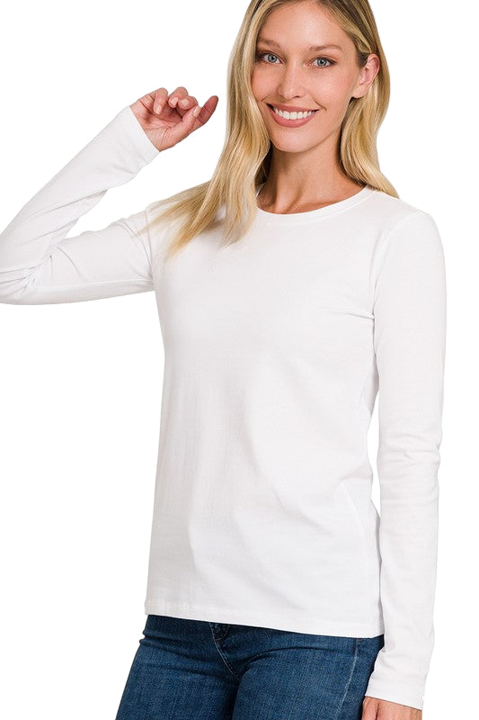 Heren T-Shirt Lange Mouwen Crew Neck Katoen 0