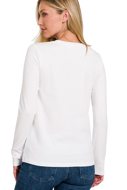 Heren T-Shirt Lange Mouwen Crew Neck Katoen 1
