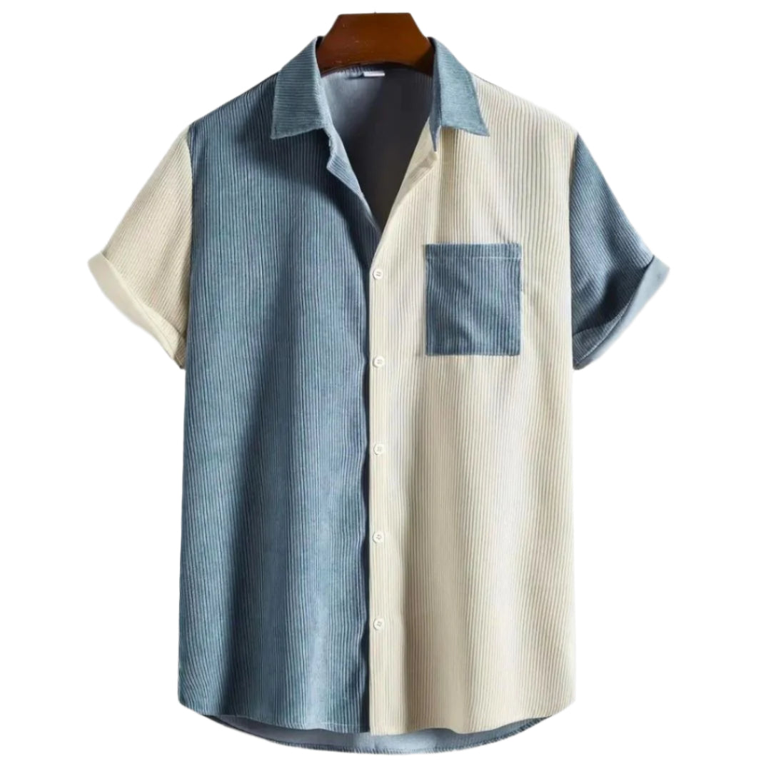Heren T-Shirt Tweekleurig Geribbeld Katoen Casual 0