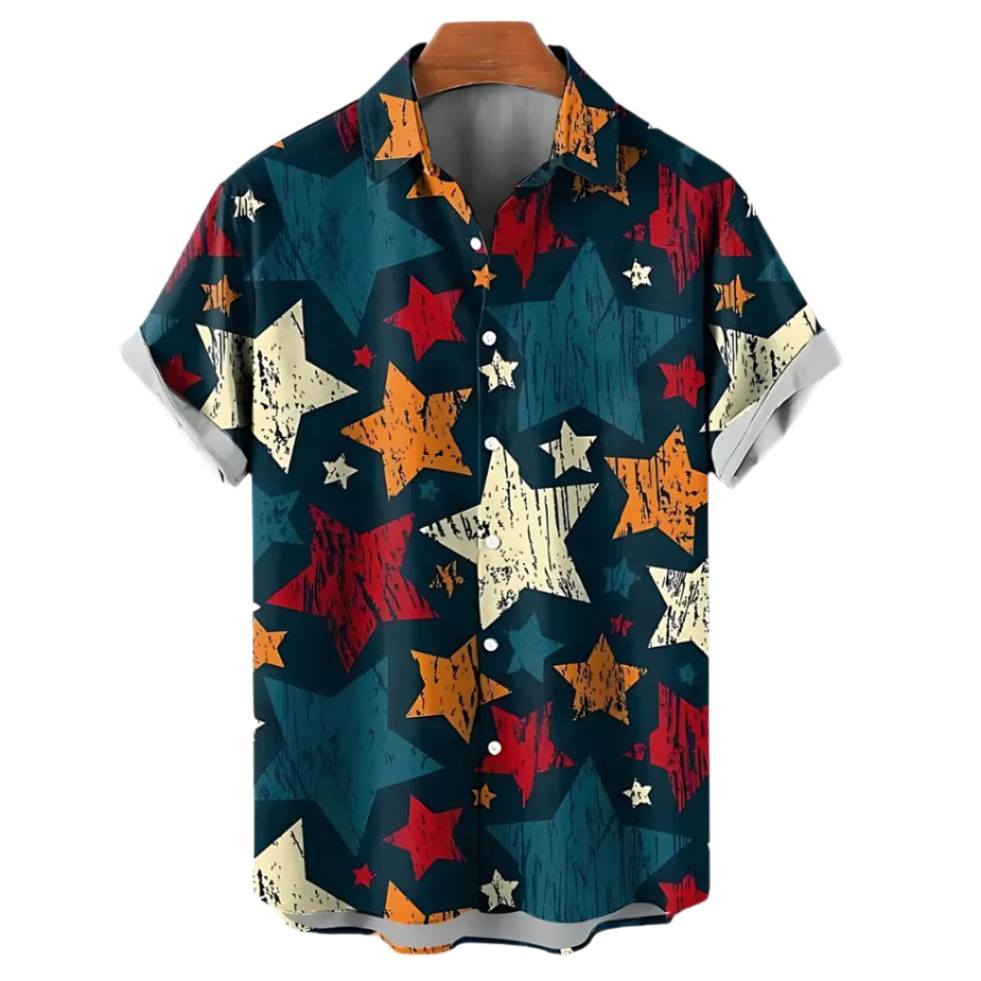 Heren T-shirt Relaxed Stijl Sterrenpatroon 0