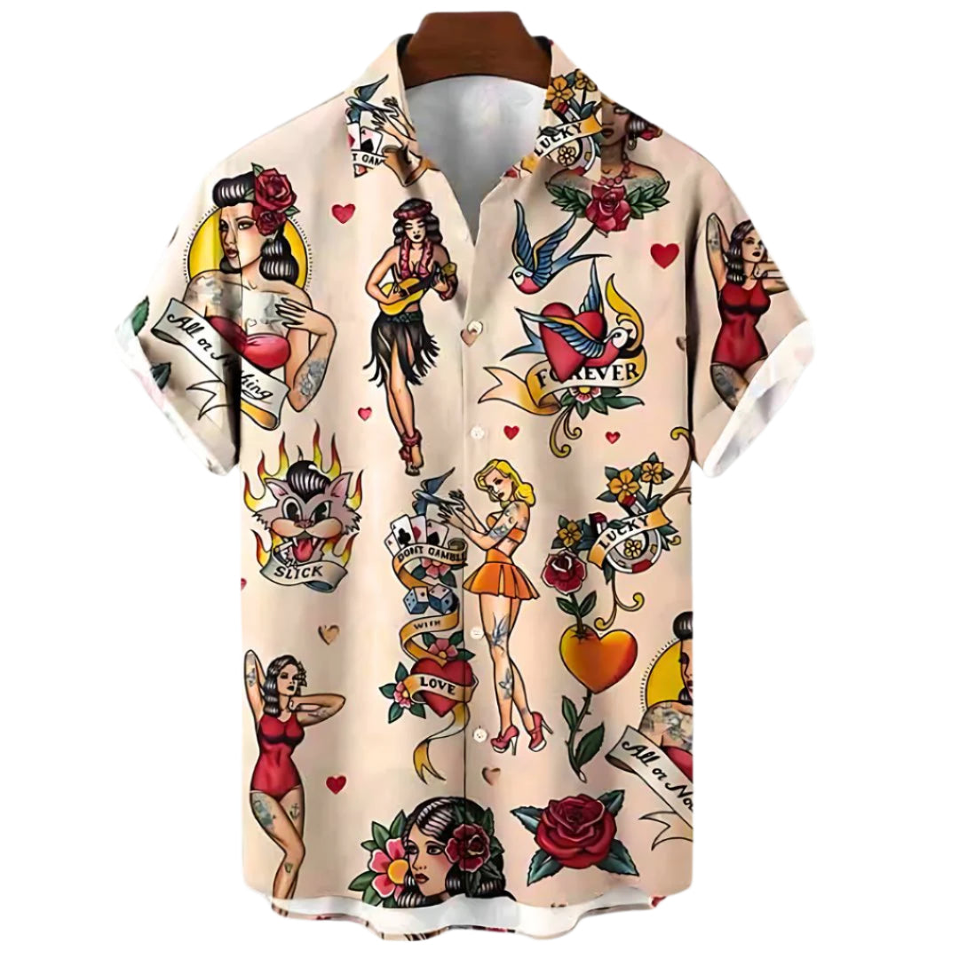 Heren T-shirt Vintage Stijl Lichtgewicht Katoen 0