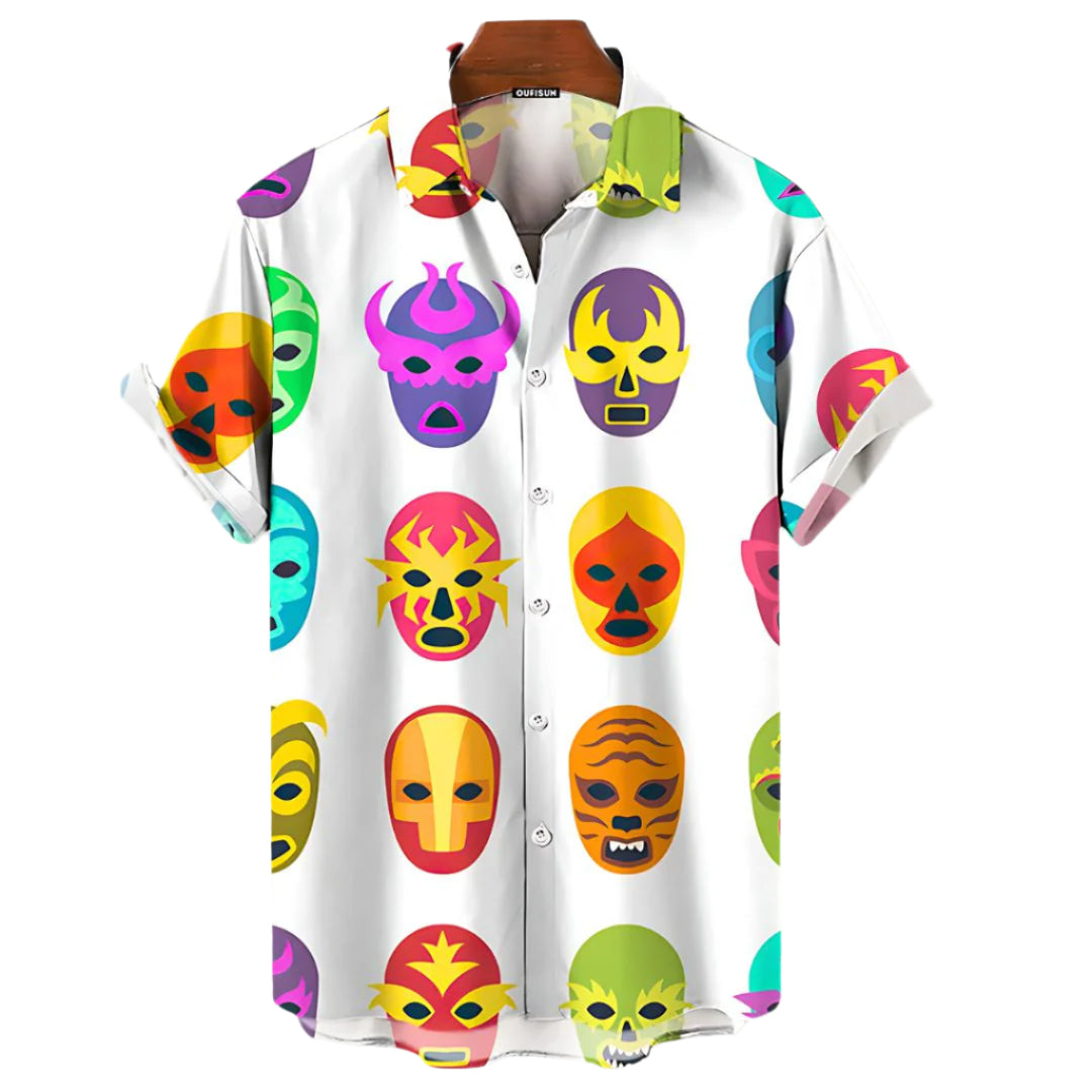 Heren T-shirt met Luchador Maskers Ontspannen Stijl 0