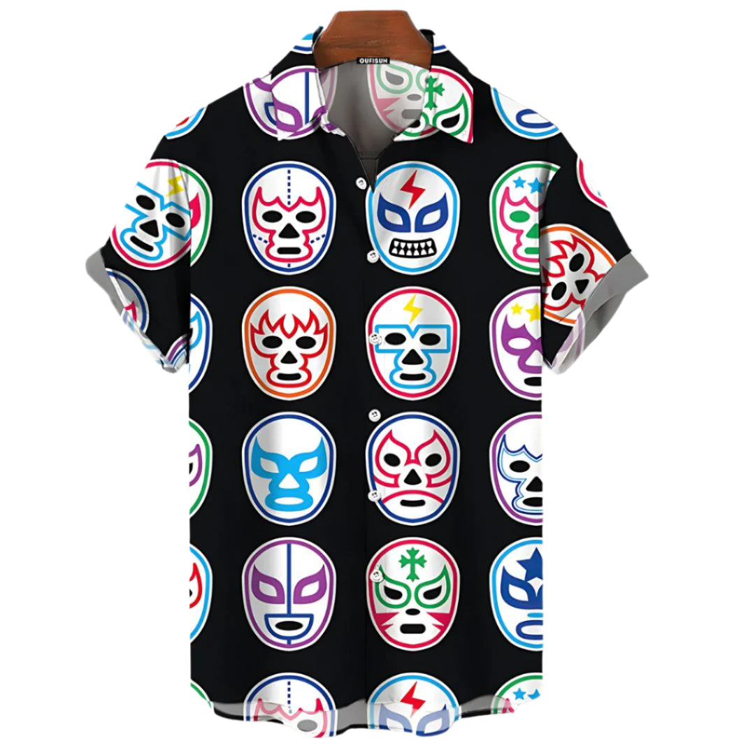 Heren T-shirt met Luchador Maskers en Relaxed Fit 0