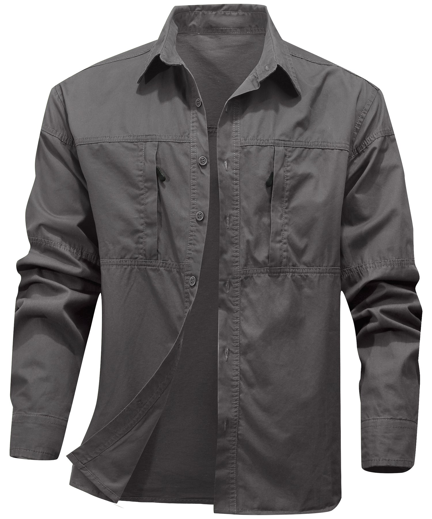 Heren T Shirt Lichtgewicht Katoen Outdoor Met Borstzakken 0