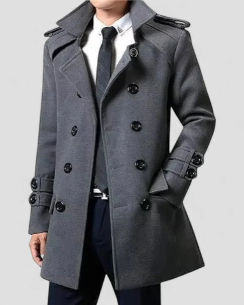 Heren Trenchcoat Halflang Met Dubbele Rij Knopen 1